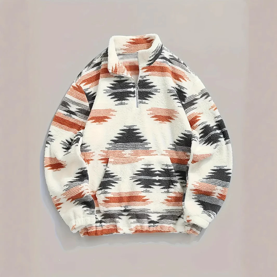 Zipper Plush Sweatshirt Top For Women